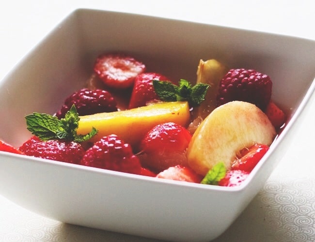 Fruits marinés au thé
