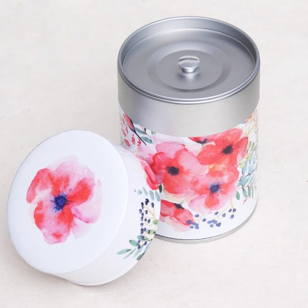 Boîte à thé artisanale illustrée - Bouquet de coquelicots