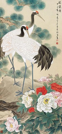 Estampe japonaise grues cendrées