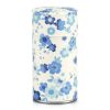 BW-22-08-hanani regarder les fleurs-boite-a-the-washi-80g Boite à thé washi de 80g blanche avec des fleurs bleues