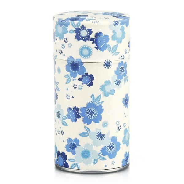 BW-22-08-hanani regarder les fleurs-boite-a-the-washi-80g Boite à thé washi de 80g blanche avec des fleurs bleues