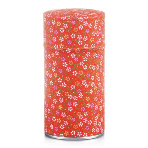 Rote Washi Teebüchse mit Blumen