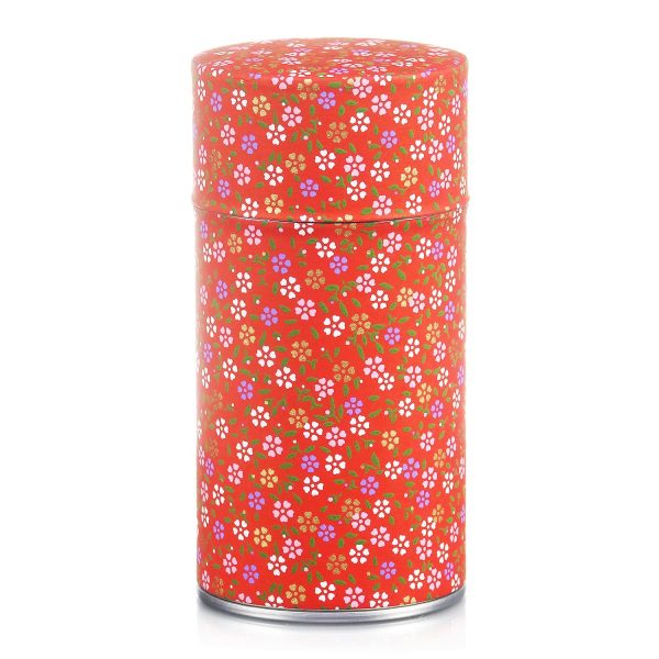 Rote Washi Teebüchse mit Blumen