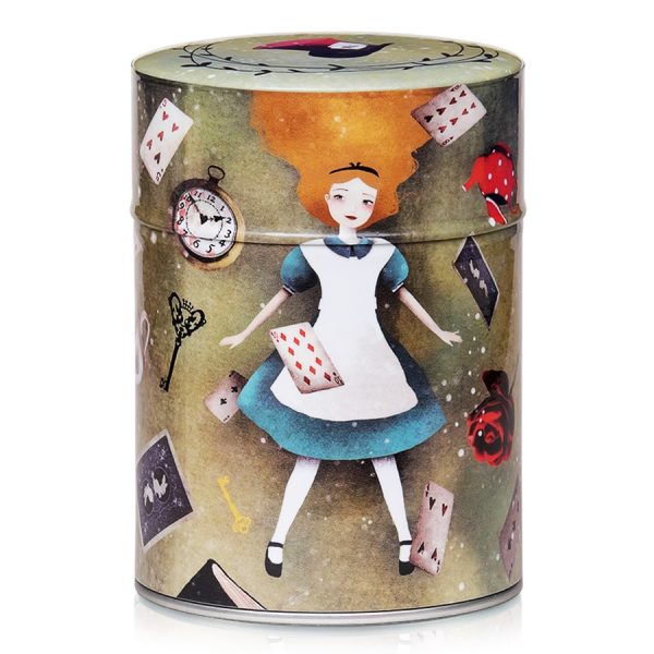 Boite a thé traditionnelle au motif Alice au pays des merveilles
