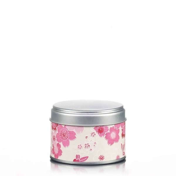 Small cream tea caddy with pink flower motifs
