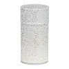 White tea caddy with gold pattern