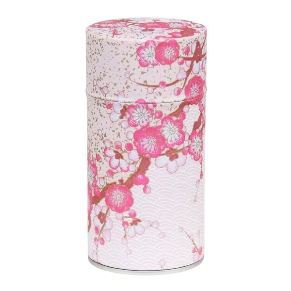 Boite à thé rose pale avec motifs de fleurs rose