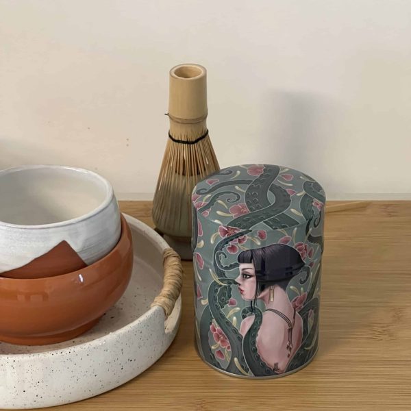 Boîte à thé illustrée traditionnelle – Tentacules
