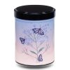 B-212-boite-the-illustree-B-monarque Boite a the en metal d'artiste illustrée d'un dessin de papillons sur une fleur sur un fond dégradé qui va du rose au bleu