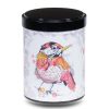 B-225-boite-the-illustree-B-rouge-gorge Boite a the en metal d'artiste illustrée d'un dessin de rouge gorge sur fond blanc