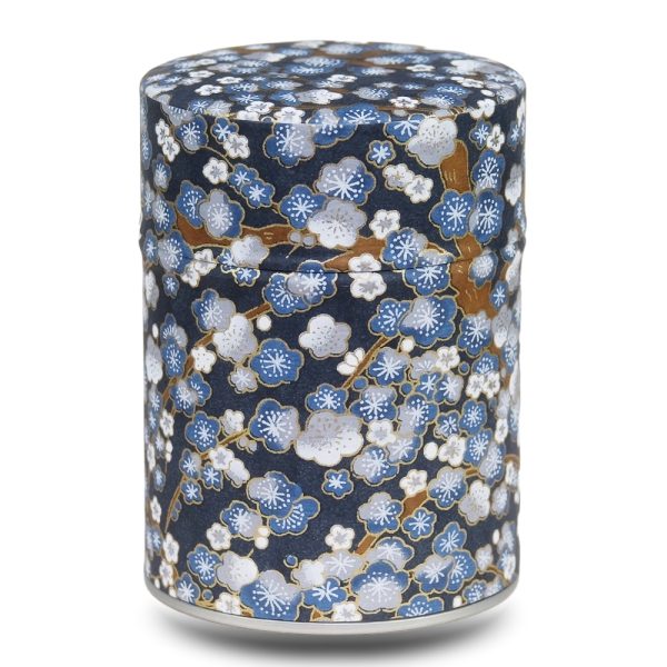 blue tea box with flower
