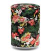 black tea box with red flower