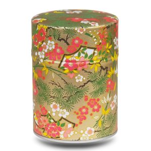 D-228-boite-the-washi-D-ishiro boite a the dorée avec fleur rouge