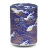 D-229-boite-the-washi-D-kurotaki Blaue Teebüchse mit stilisiertem Wellenmuster