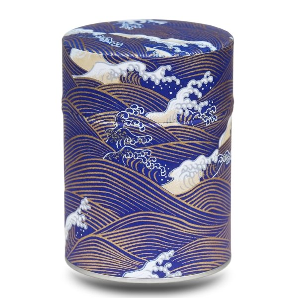 D-229-boite-the-washi-D-kurotaki Blaue Teebüchse mit stilisiertem Wellenmuster