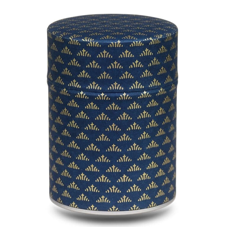 D-241-boite-the-washi-D-fumio caja de té azul con motivos geométricos dorados