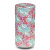 grande boite a the washi turquoise et rouge avec grues blanches