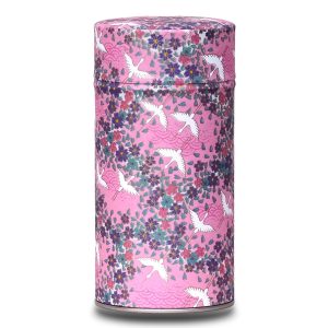 large pink washi box with white crane