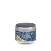 Small metal tea box covered with yellow and blue washi paper