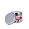 small metal travel tea box covered with washi paper - open