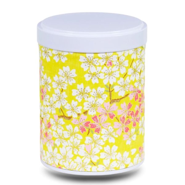 W-012-boite-the-washi-W-natsu Boite a thé en papier washi jaune avec fleurs blanches