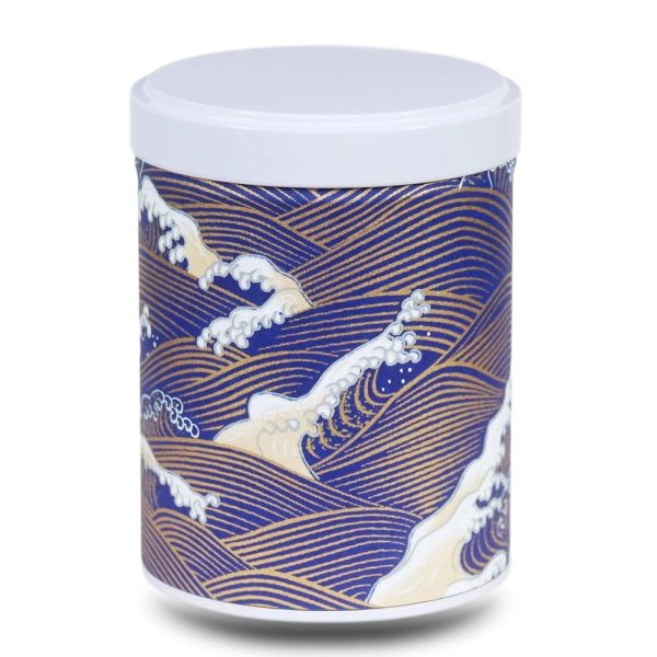 W-214-boite-the-washi-W-kurotaki Boite a thé en papier washi bleu avec vagues