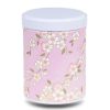W-217-boite-the-washi-W-nakaicho Boite a thé en papier washi rose avec fleurs de cerisiers blanches