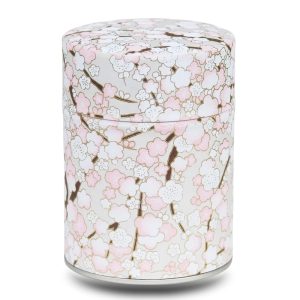 boite a the beige avec fleurs de cerisiers