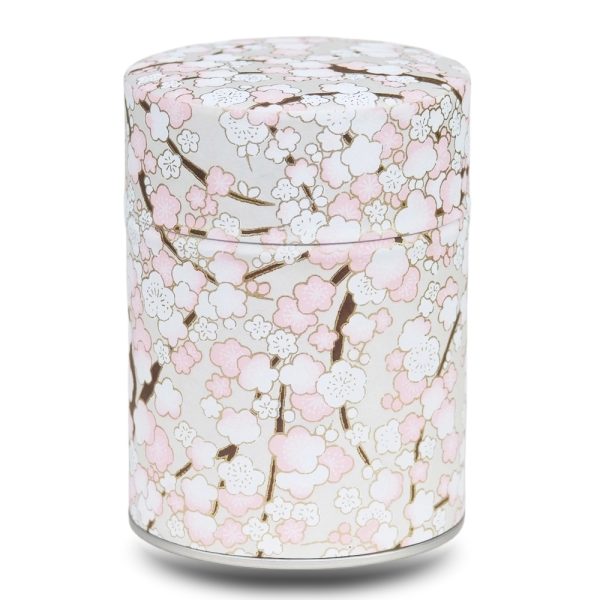 boite a the beige avec fleurs de cerisiers