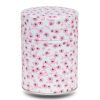 boite a the blanche avec fleurs roses