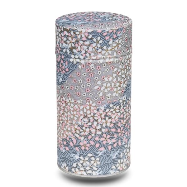 boite-the-washi-K-gure grande boite a the washi gris et bleu avec fleur