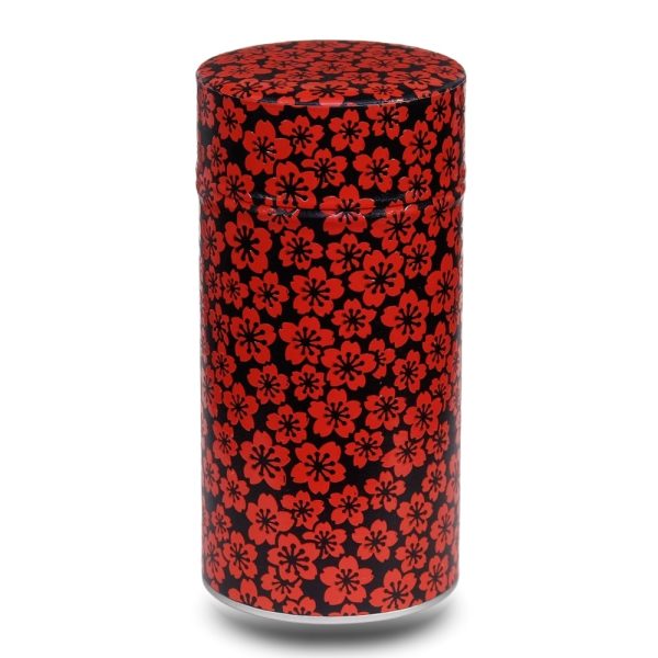 grande boite a the washi noir avec fleur rouge