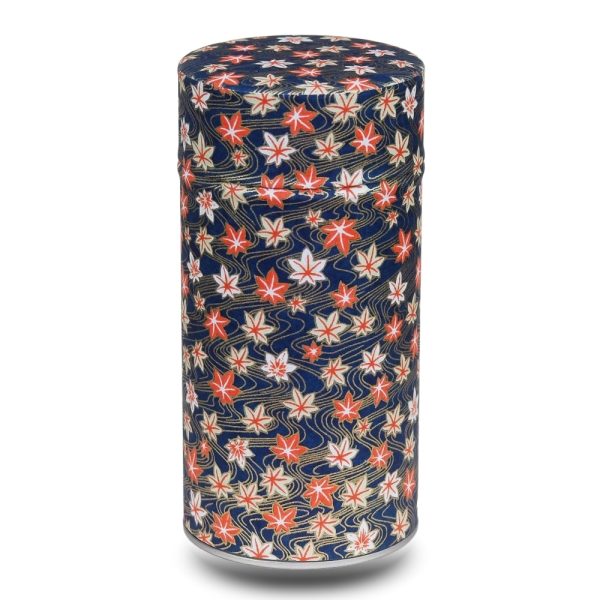 grande boite a the washi noir avec feuille érable