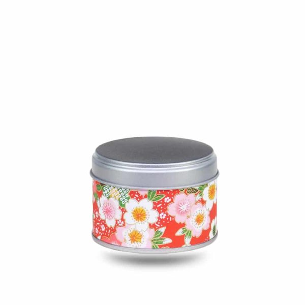 boite-the-washi-S-kureiji Petite boite a the en metal recouverte de papier washi rouge avec grosses fleurs