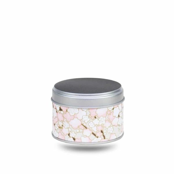 box-the-washi-S-machi Small metal tea box covered in beige washi paper with white and pink flowers