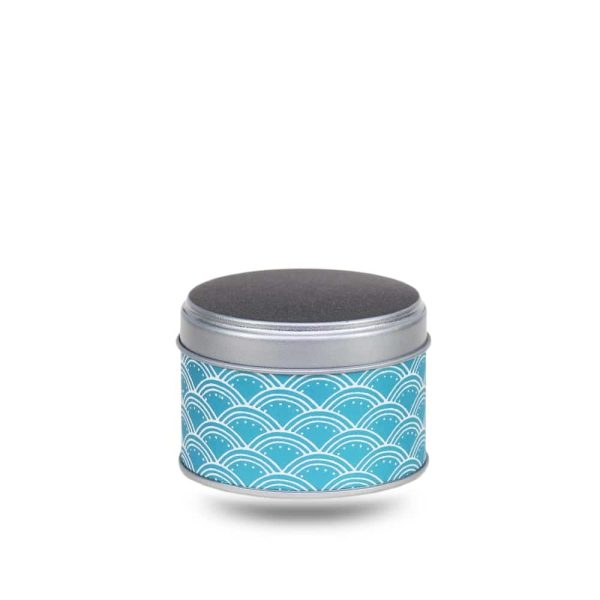 boite-the-washi-S-nami Petite boite a the en metal recouverte de papier washi bleu avec motifs géométriques