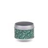 boite-the-washi-S-tsurui Small metal tea box covered with green washi paper with beige dots