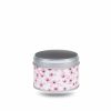 Petite boite a the en metal recouverte de papier washi blanc avec fleurs roses