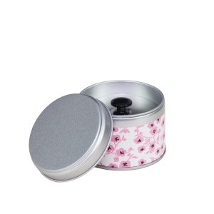 kleine Reiseteedose aus Metall mit Washi-Papier überzogen - offen