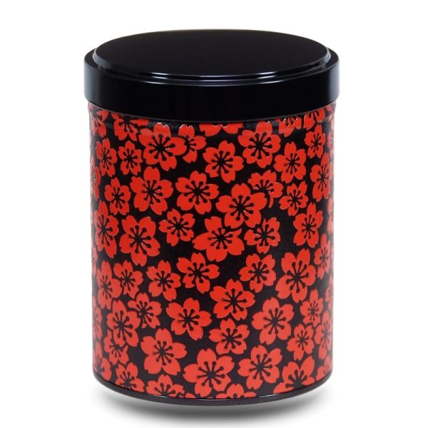 box-the-washi-W-kanzo Teedose aus schwarzem Washi-Papier mit roten Blumen