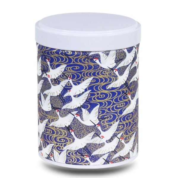boite-the-washi-W-norisuke copie Boite a thé en papier washi bleu avec grues blanches
