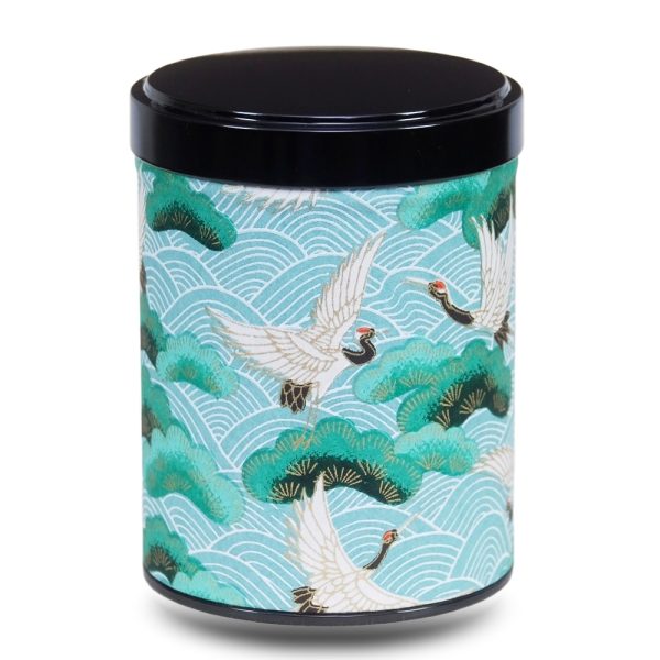 boite-the-washi-W-okitsu Boite a thé en papier washi bleu avec grues blanches