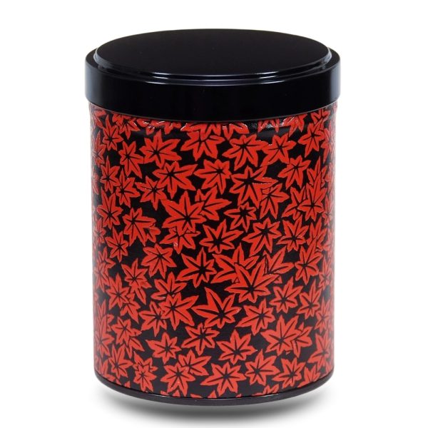 boite-the-washi-W-sunagawa Boite a thé en papier washi noir avec feuille d'érable japon rouge