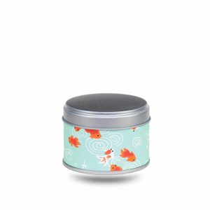 Petite boite à thé papier washi turquoise avec carpes Koi