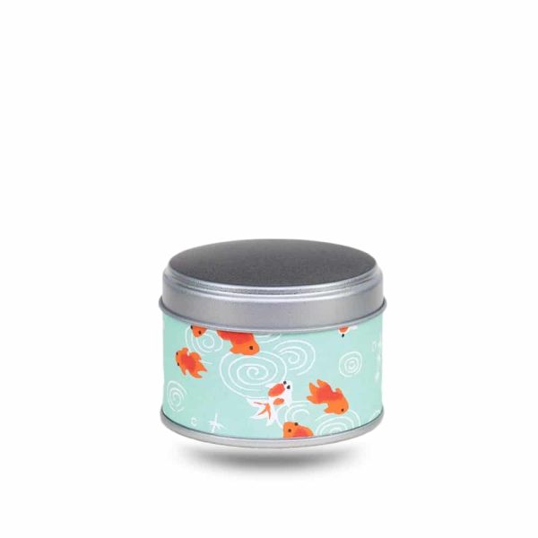 Small turquoise washi paper tea box with Koi carps