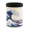 boîte à thé japonaise empilable 100g illustrée Hokusai motif grande vague bleu et blanc avec couvercle noir