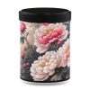 B-237-boite-the-illustree-botan boîte à thé japonaise empilable 100g illustrée Botan motif pivoines roses et rouges avec couvercle noir