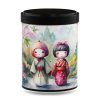 boîte à thé japonaise empilable 100g illustrée Aijin motif floral rouge et doré avec couvercle noir