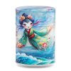 C-220-boite-the-illustree-C-miss-koinobori boîte à thé japonaise traditionnelle 100g illustrée Miss Koinobori motif carpes volantes colorées