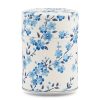 D-247-boite-the-washi-hidaka Boîte à thé artisanale Hidaka 100 g, recouverte de papier washi ivoire décoré de branches de cerisier bleu clair et baies bleues, couvercle assorti décoré.